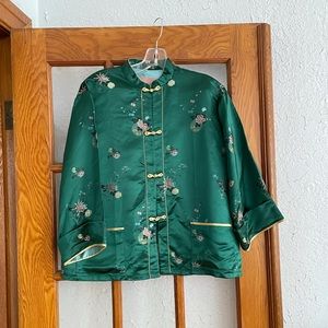 Chinese Style Satin Long Sleeve Shirt SZ 40